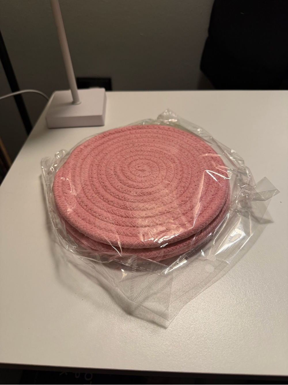 Pink Round Quilted Pot Holder Trivet, Oven Mitts, Pot Holders